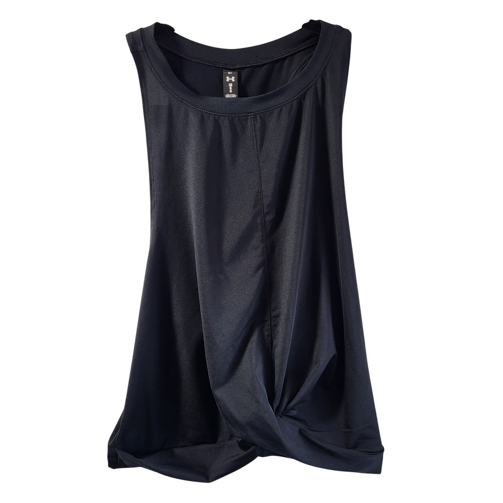 Under Armour Womens HeatGear Knot Front Racerback Tank Top Black Large